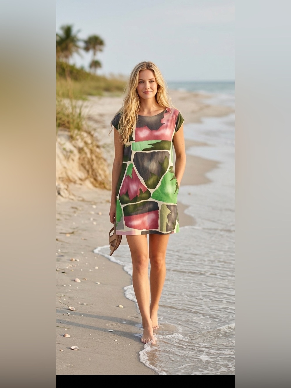 Piazza Sempione Abstract Watercolor IT 48 Dress Short Sleeve Pullover Stretch